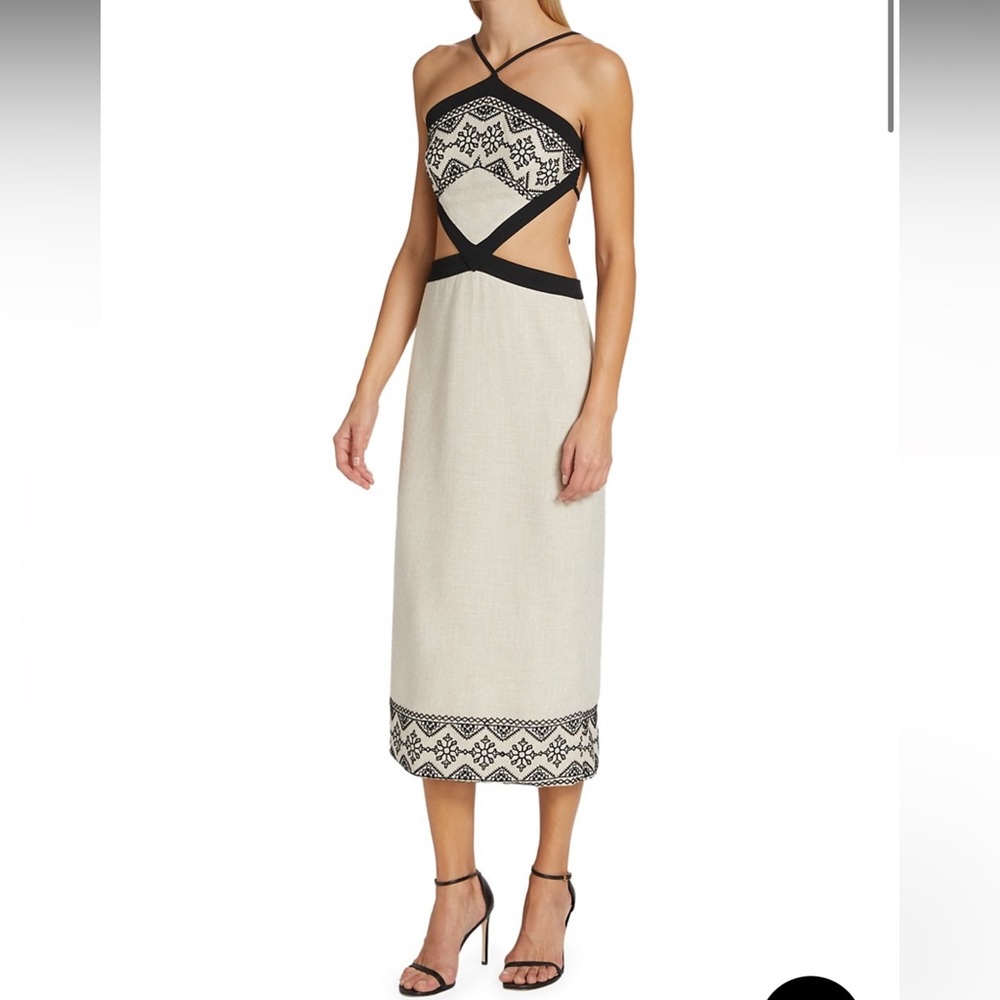 PatBo Embroidered  cut out Halter Dress 12
